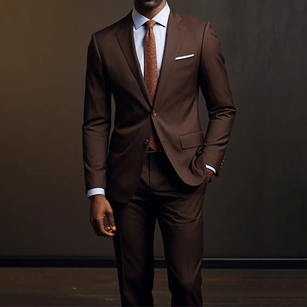 

Fashion Men Suits Chic Notch Lapel Single Breasted 2 Piece(Jacket+Pants)Wedding Formal Party Tailor-made Business Casual Outfits