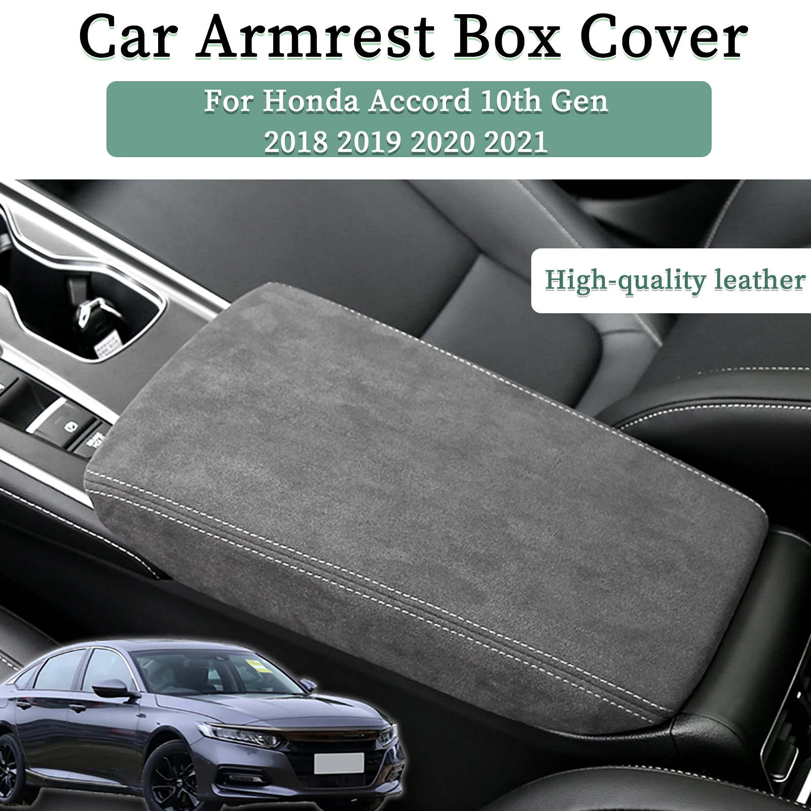 

Для Honda Accord 10-го поколения 2018 2019 2020 2021, чехол на подлокотник, защитный чехол из замши, салон автомобиля, чехол на подлокотник автомобиля