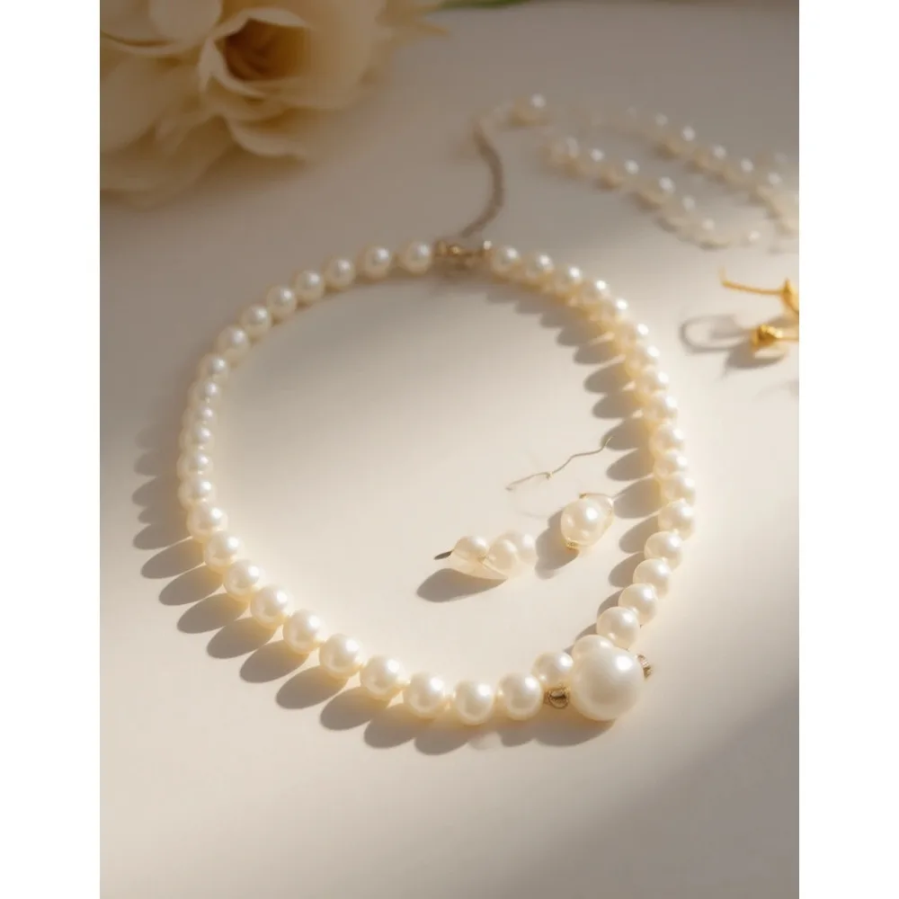 

Набор из 8 предметов: жемчужное ожерелье, серьги, браслет для женщин, украшения для свадьбы, девичника, вечеринки, костюмированных мероприятий