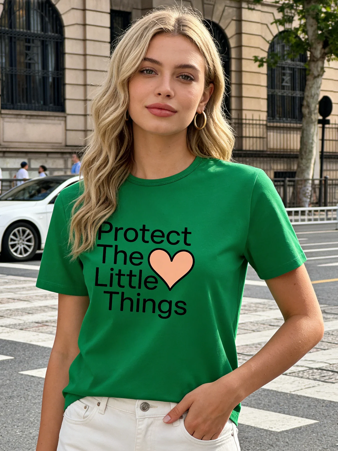 

Cute Heart Print T-shirt 2026 Spring/Summer New Women's Fashion Casual Loose Top Футболка Смешная