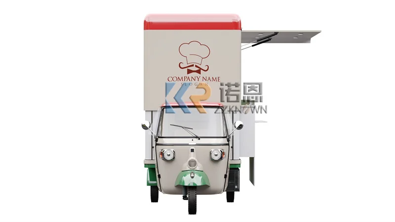 Mobile Kitchen Food Truck Custom Logo Mini Hot Dog Cart Popcorn Ice Cream Vending Van Electric Tricycle Piaggio Ape Tuk Tuk