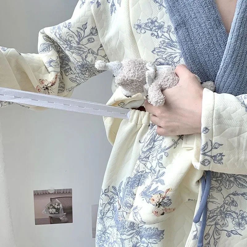 Air Cotton Female Nursing Clothes Autumn Winter Postpartum Nursing Two-piece Cotton Women Pajamas Spring V-neck Warm Homewear
