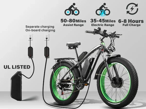 Mountain Off-road Electric Bike 2000W Dual Motor48V23AH 26*40 Fat Tire Hydraulic Brake Soft Tail Frame Hydraulic Electric Bike