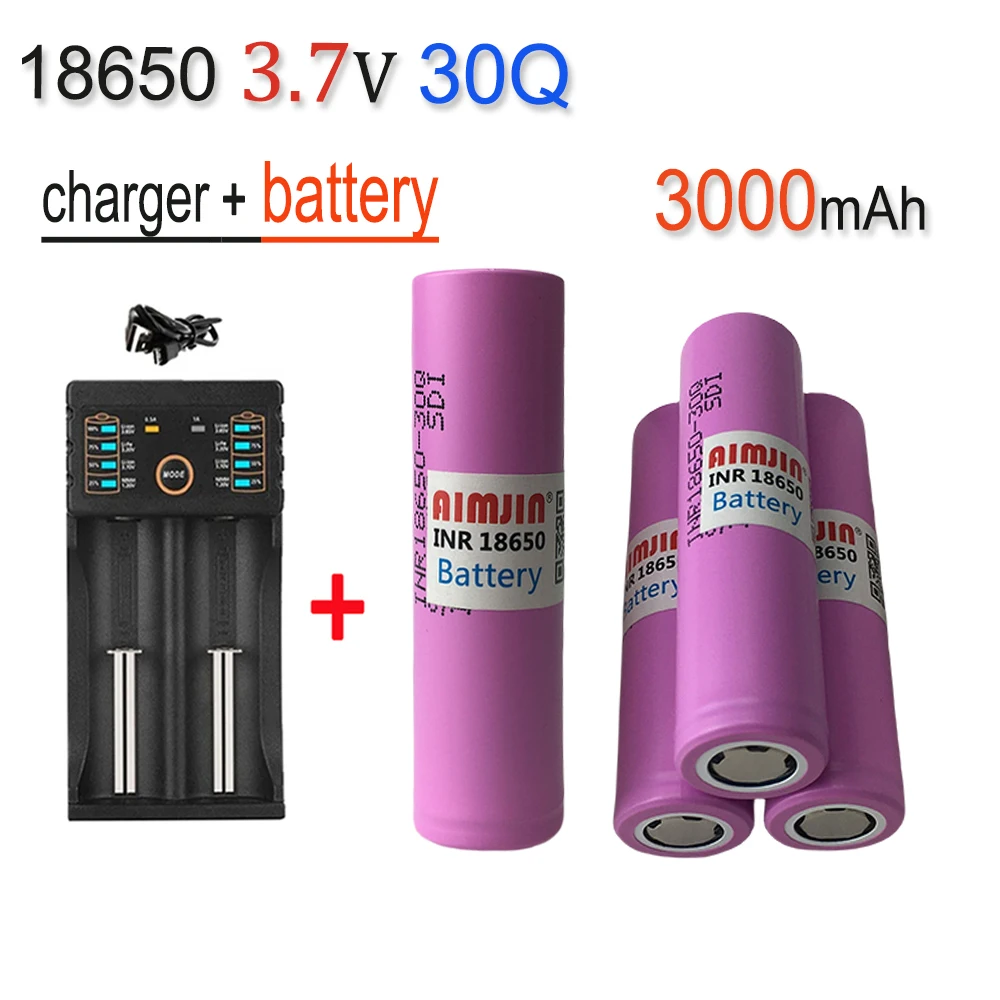 

18650 30Q 3.7V 3000mAh Rechargeable Battery With USB Charger, Suitable For Our 18650 Toys, Tools, Flashlight Batteries, Etc