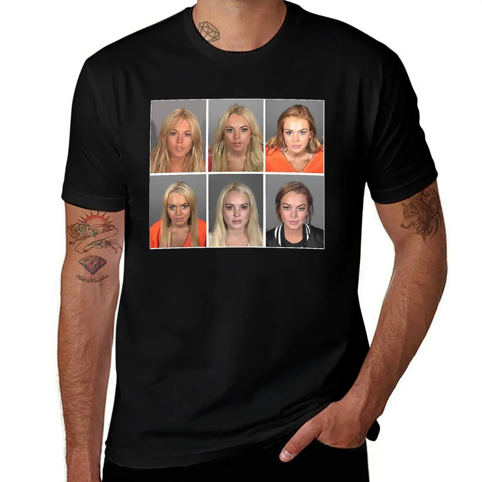 Lindsay Lohan Mugshots T-Shirt Sports Casual Breathable Tee Shirt T-Shirt