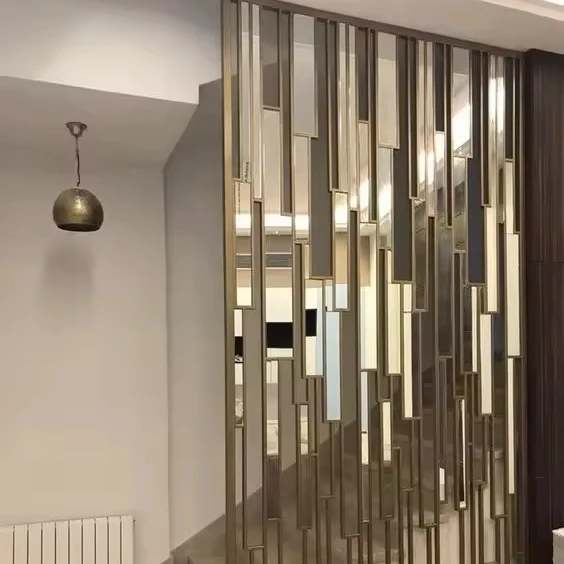 

CL030 Mirror Metal Panel Sheet Folding Screen Design Decorative Black Interior Room Divider Stainless Steel Partition Wall