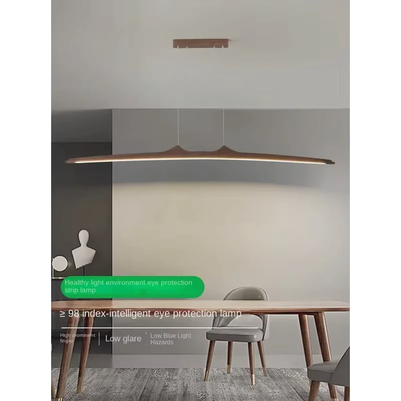 Wooden Pendant Lights Hanging Lamps Modern Table LED Long Linear Light Kitchen Island Office Bar Lighting For Dining Living Room