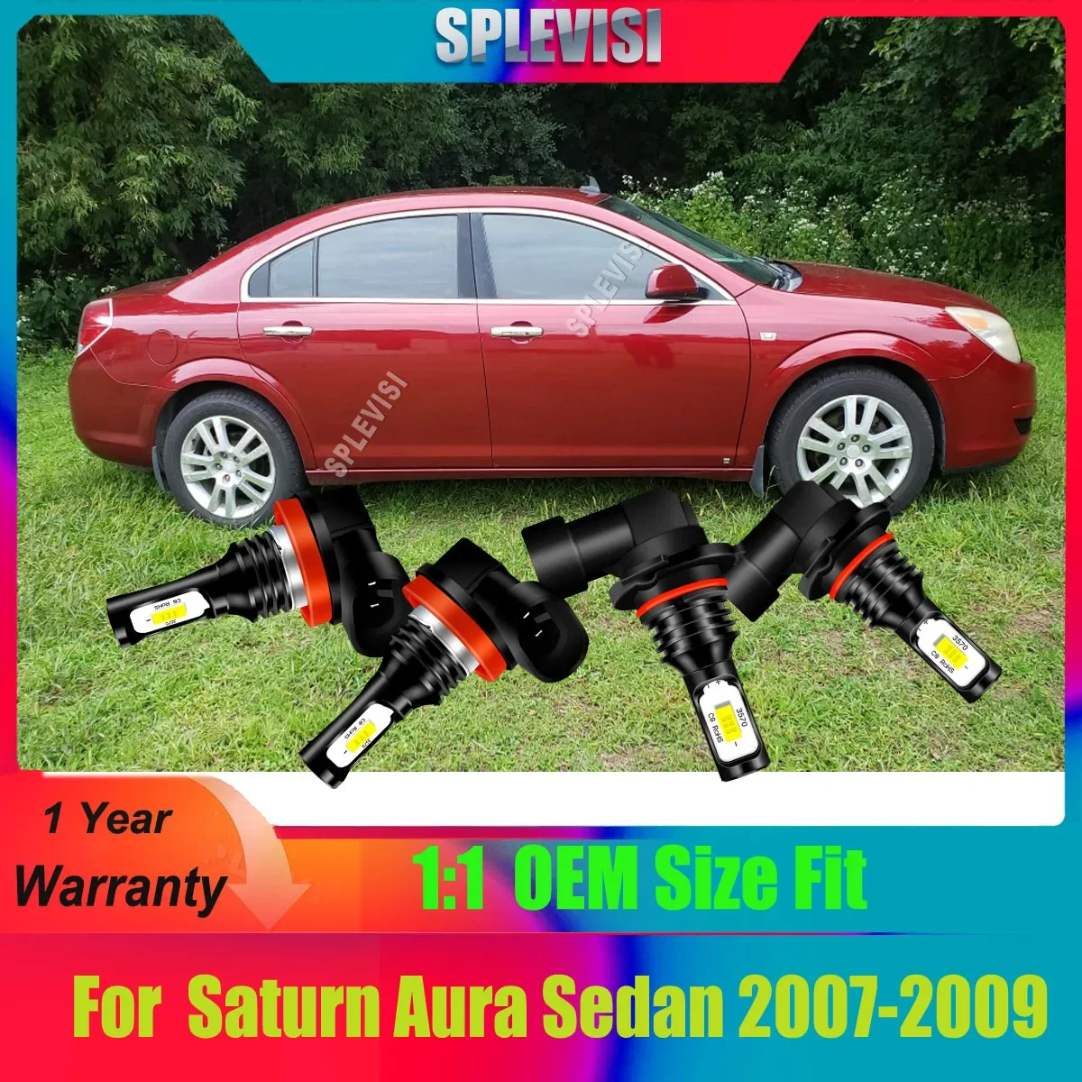 LED Headlight Fog Light Bulbs Set - 8000LM/Pair Brightness Output Compliant Road Legal For Saturn Aura Sedan 2007 2008 2009
