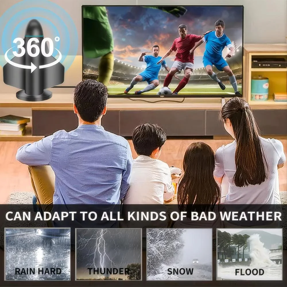 هوائي تلفزيون رقمي بموجة أرضية HDTV-T 2024 هوائي جديد عالي الكسب داخلي وخارجي مقاوم للماء للتلفزيون الرقمي كوب شفط عمودي