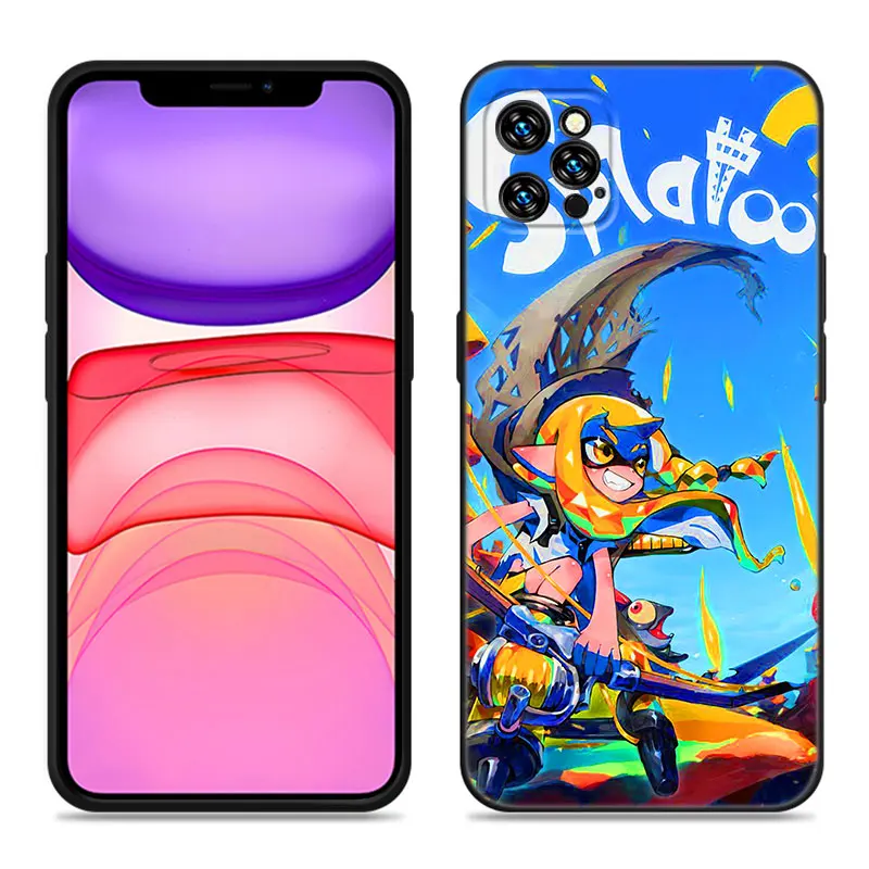 Hot Splatoons Game Black Silicone Phone Case For Apple iPhone 12 13 Mini 11 14 15 16 Pro Max 7 8 Plus Shell Cover