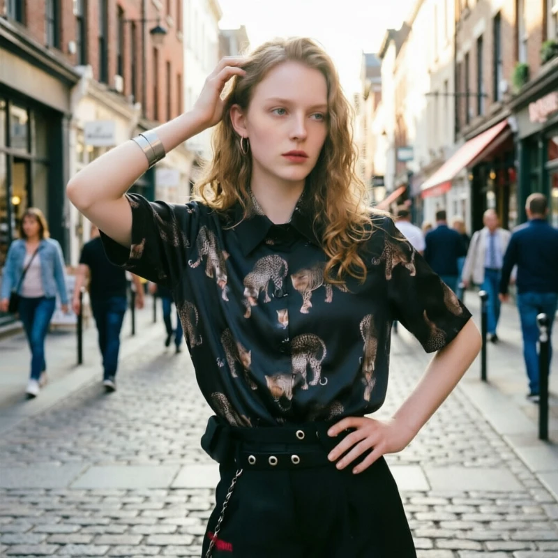 Vintage Women Blouse Harajuku Print Shirts  2026 Spring Summer Ladies short sleeve Blusa Streetwear Camisas Mujer