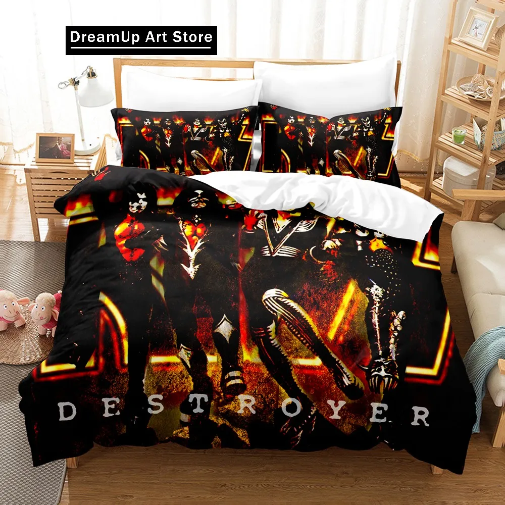 Kiss band conjunto de cama único rock band roupa cama dupla rainha rei tamanho para meninos adultos macio casa têxtil moda decoração casa