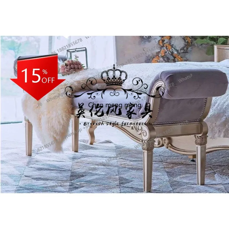 

M78 American light luxury all solid wood bedside stool neoclassical bedroom bedside sofa stool foyer