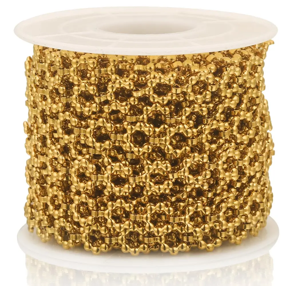 1metre Stainless Steel PVD Gold Chain Flower Circle Ring Chains for DIY Keychain Bracelet Jewelry Materials Making Accessories