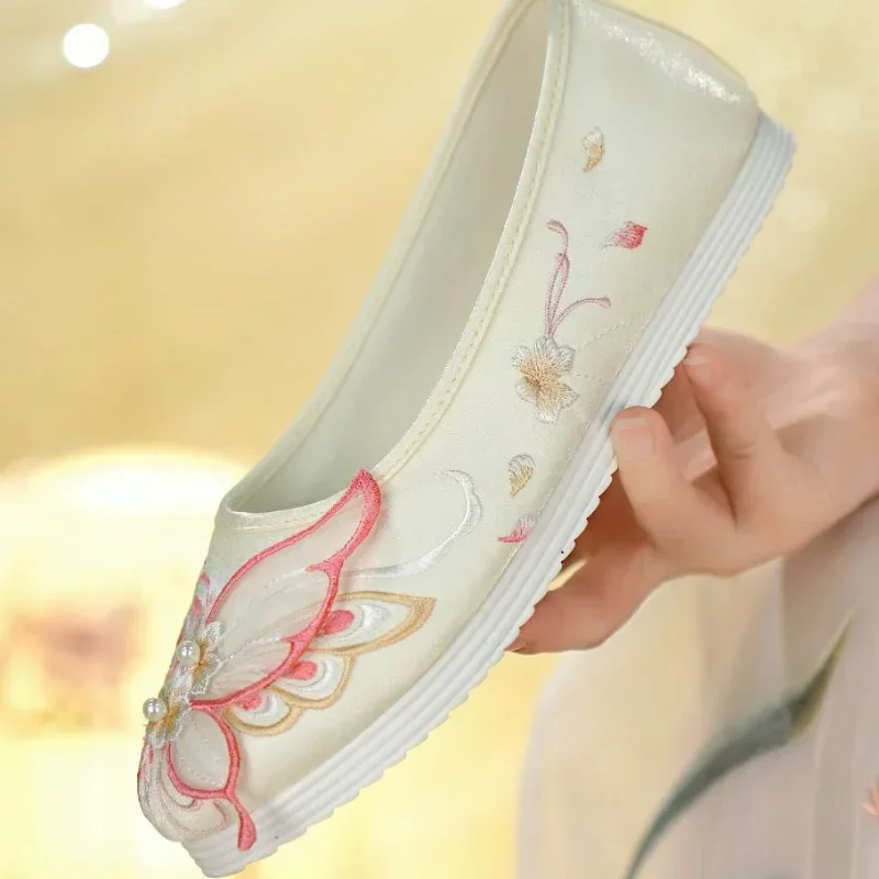 

Восточная женская обувь в китайском стиле, парусиновая обувь на плоской подошве, традиционная обувь для косплея с вышивкой, женская обувь Hanfu для классических танцев