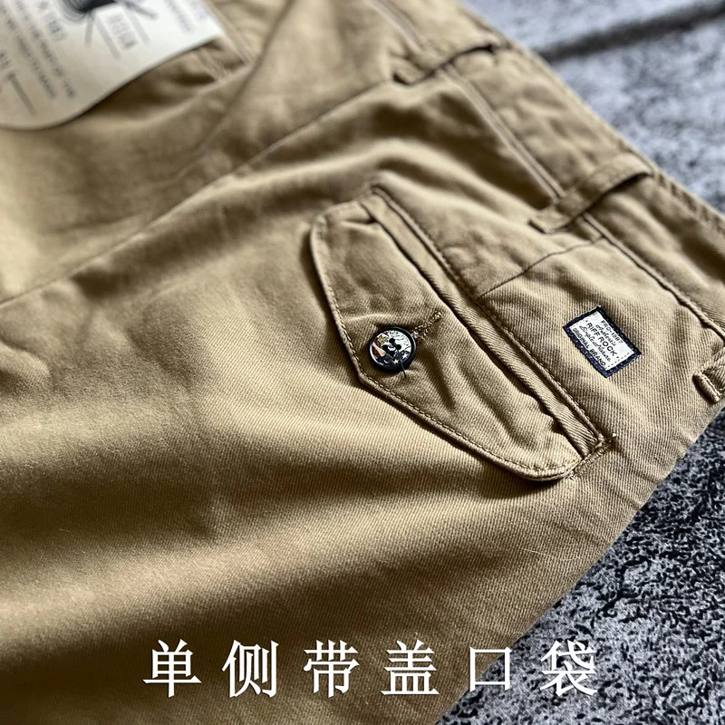 American Vintage Casual Amekaji Heavyweight 100% Cotton Thick Autumn Winter Solid Color Canvas Straight Washed Workwear Pants