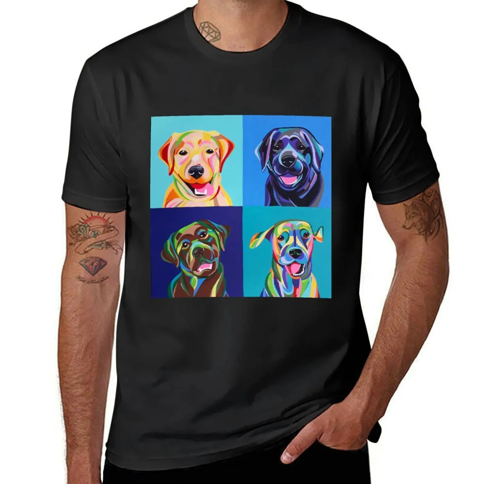 Four colorful labradors T-Shirt Blouse plus sizes mens graphic t-shirts funny