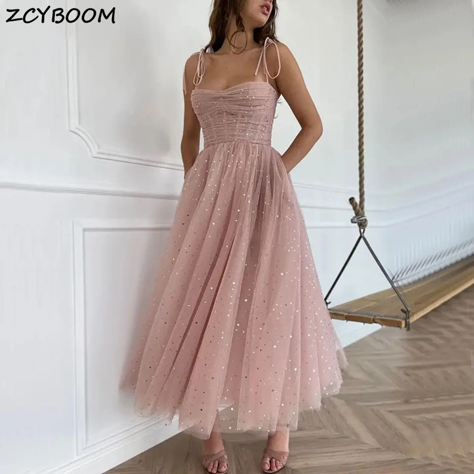 Vestido De baile De graduación rosa con lentejuelas brillantes para mujer, Vestido De noche De fiesta Formal, elegante, largo, 2022