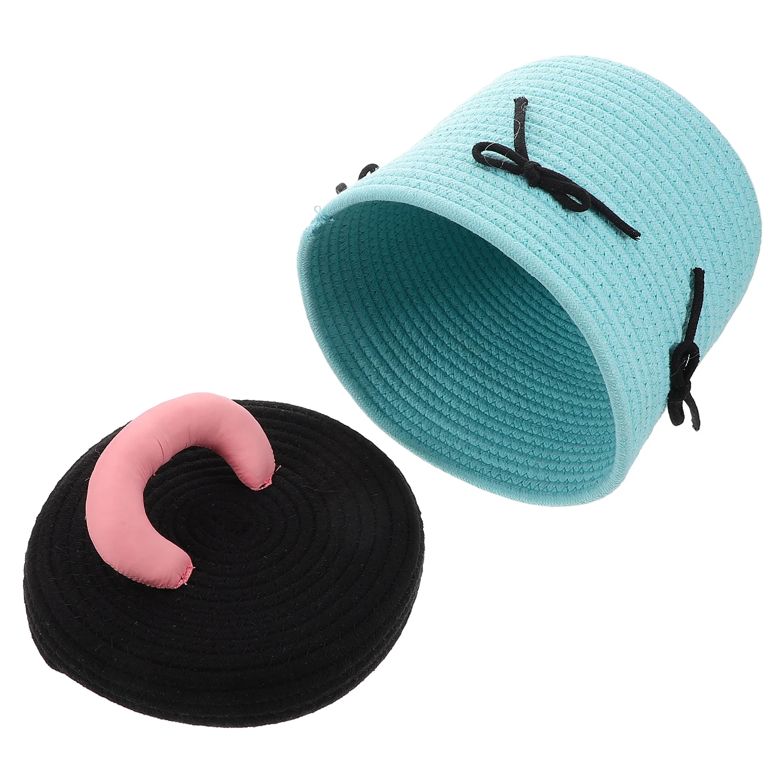 

Round Cotton Rope Storage Basket With Lid Multifunctional Bin Large Capacity Woven Organizer For Home Bedroom Bathroom