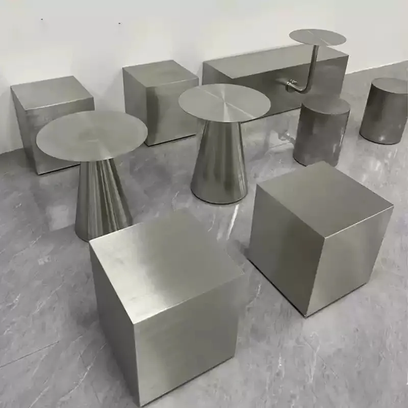 Industrial Stainless Steel Round Stool Creative Side Tables for Living Room Luxury Shoe Ottoman