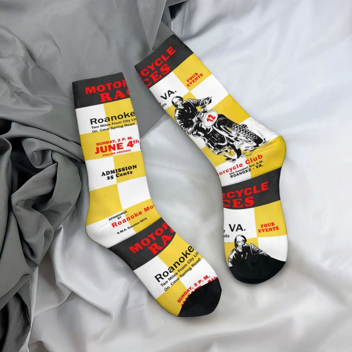 Funny Crazy compression Sock for Men Classic Motorcycle Races Hip Hop Harajuku Motorcycle Motor Race Happy Seamless Crew Sock