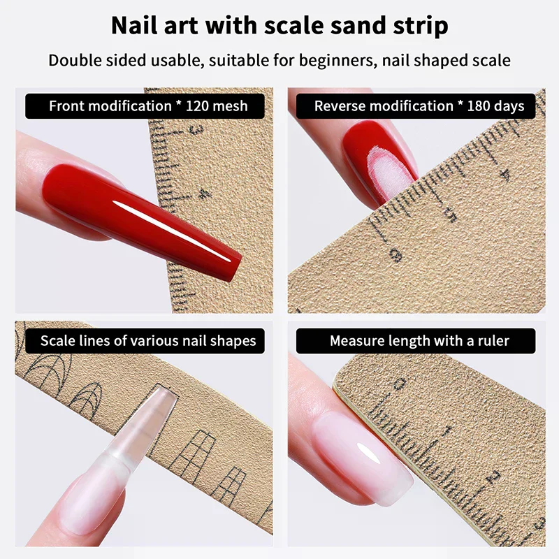 カスタムネイルファイル スケールライン付き 100/180/180グリット 洗えるバフスティック ジェルネイル＆キャッツアイネイル マニキュア ペディキュアツール