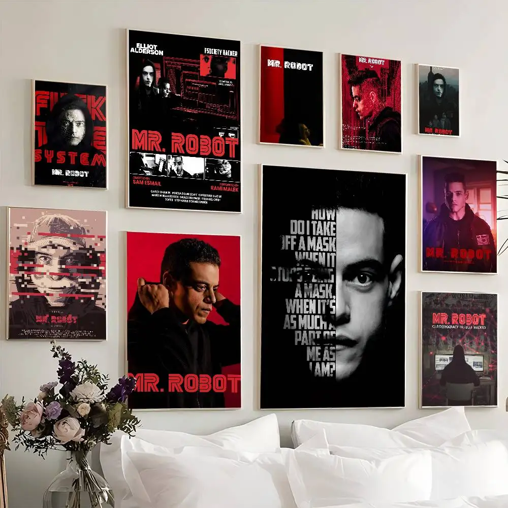 Póster de Anime clásico de la serie Mr R-Robot, pegatina de papel impermeable, decoración de pared de habitación, cafetería, Bar