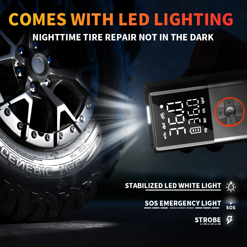 مضخة هواء للسيارة من LEIBOO ضاغط هواء محمول قابل للنفخ للسيارات والدراجات النارية ومنفاخ إطارات كهربائي مع مصدر طاقة مزدوج #5