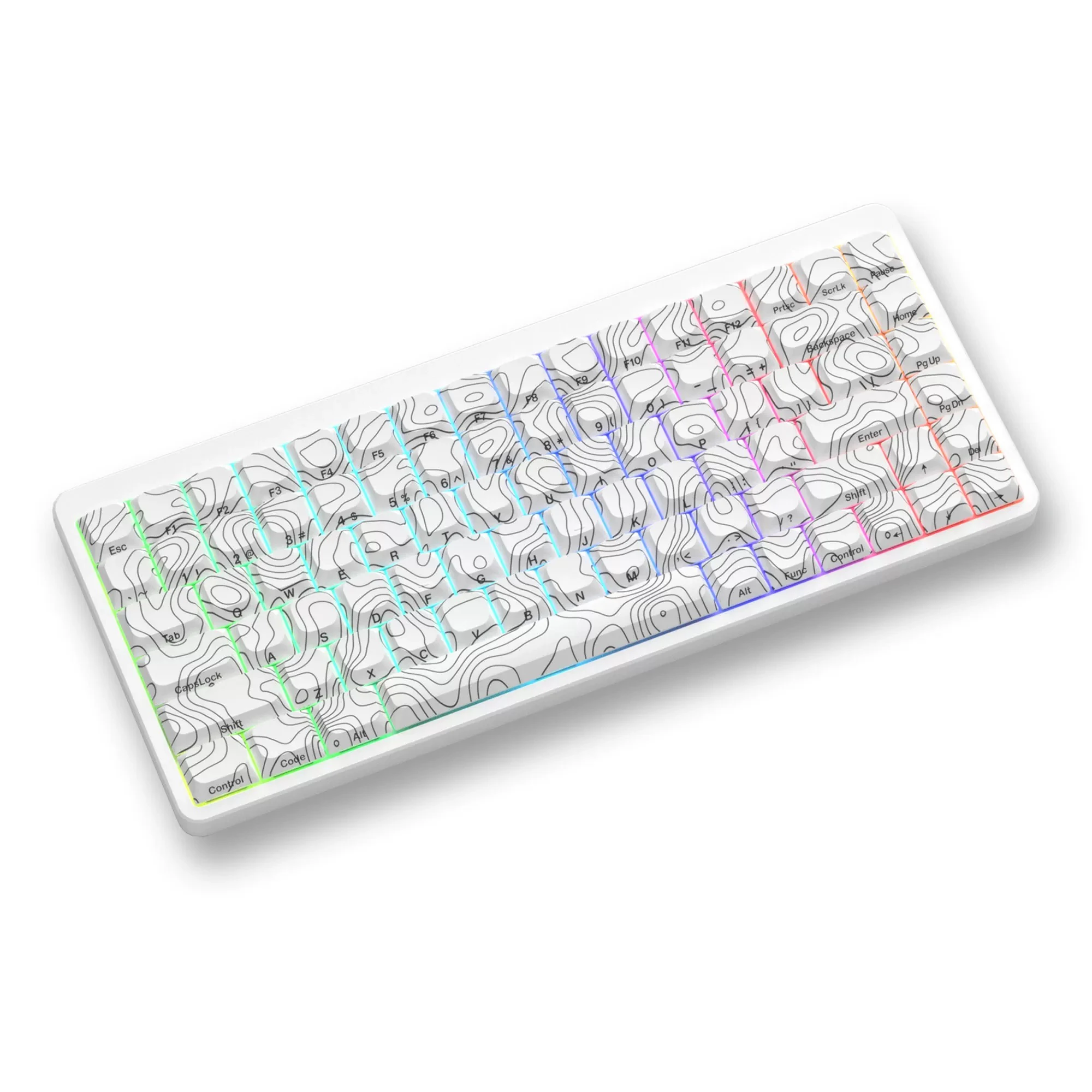 

131 Low Profile Contour Lines Blcak White PBT Dye Sublimation Keycaps for 61/68/87/98/104 MX Mechanical Keyboards