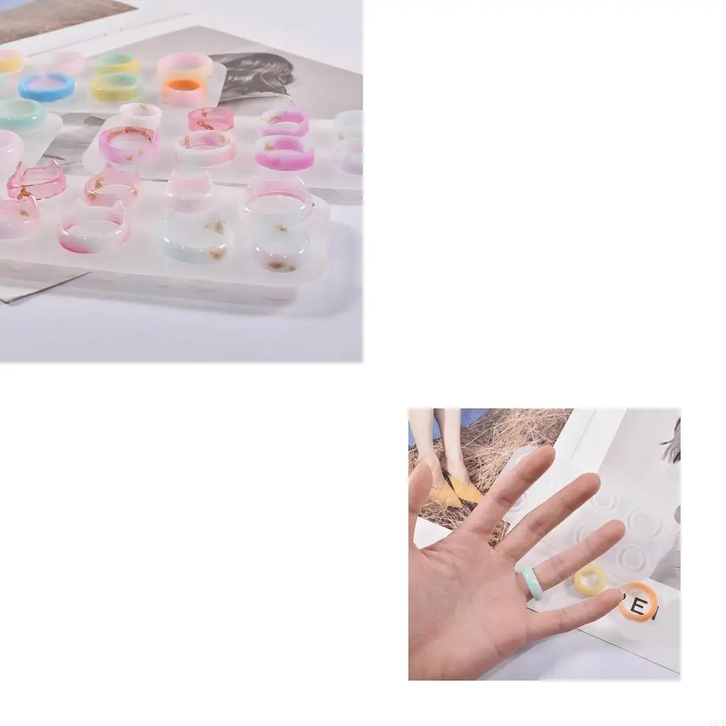 Resin Ring Molds Silicone Ring Molds Assorted Sizes Ring Casting Mold Cat Ears/Circle Jewelry Molds for Pendant Earrings