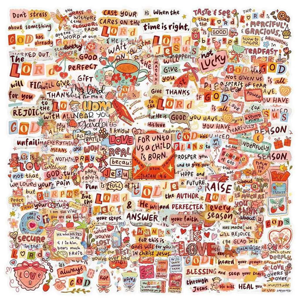 50Pcs Bible Quote Stickers Waterproof Religious Scripture Decals for Journal Guitar Luggage Tablet DIY Giajar Sticker Store