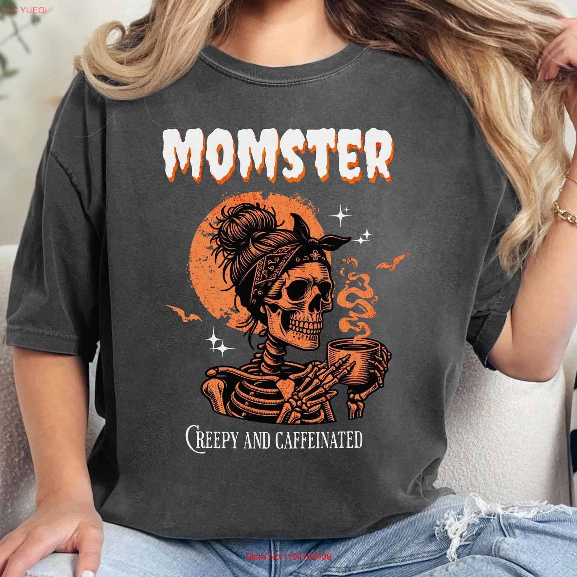 Halloween Comfort Colors T Shirt Momster for Mom Oversized tee Family long or short sleeves