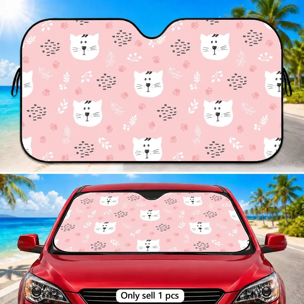 

Kawaii Cat Pattern Sun Visor Reusable Foldable Aluminum Foil Sunshade UV Heat Insulation Cover for Car Front Windshield