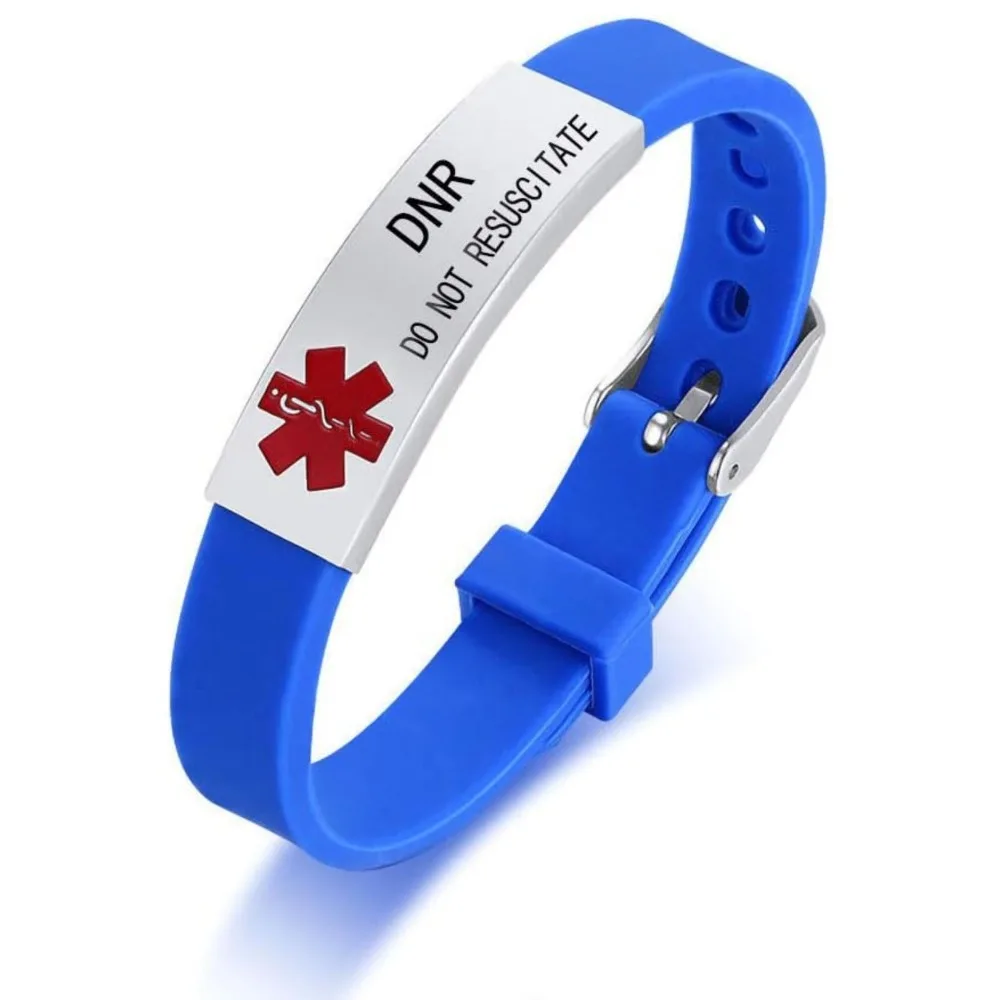 

Бесплатная резьба, персонализированная медицинская сигнализация, индивидуальный идентификационный браслет из нержавеющей стали, регулируемый силиконовый браслет для оказания первой помощи