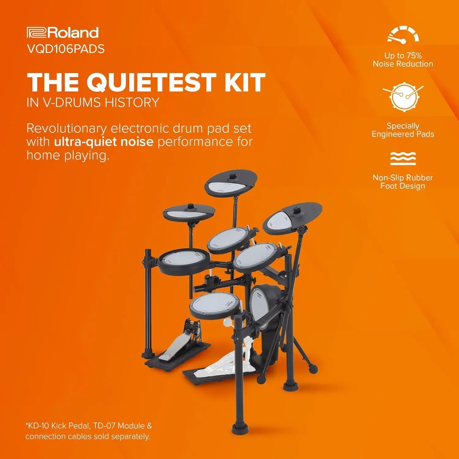 �y�Z�[�����zV-Drums Roland VQD106PADS �d�q�h�����p�b�h�Z�b�g 5�s�[�X ���É� 75�m�C�Y���_�N�V���� �ƒ�p�Ή� �h�����p�b�h