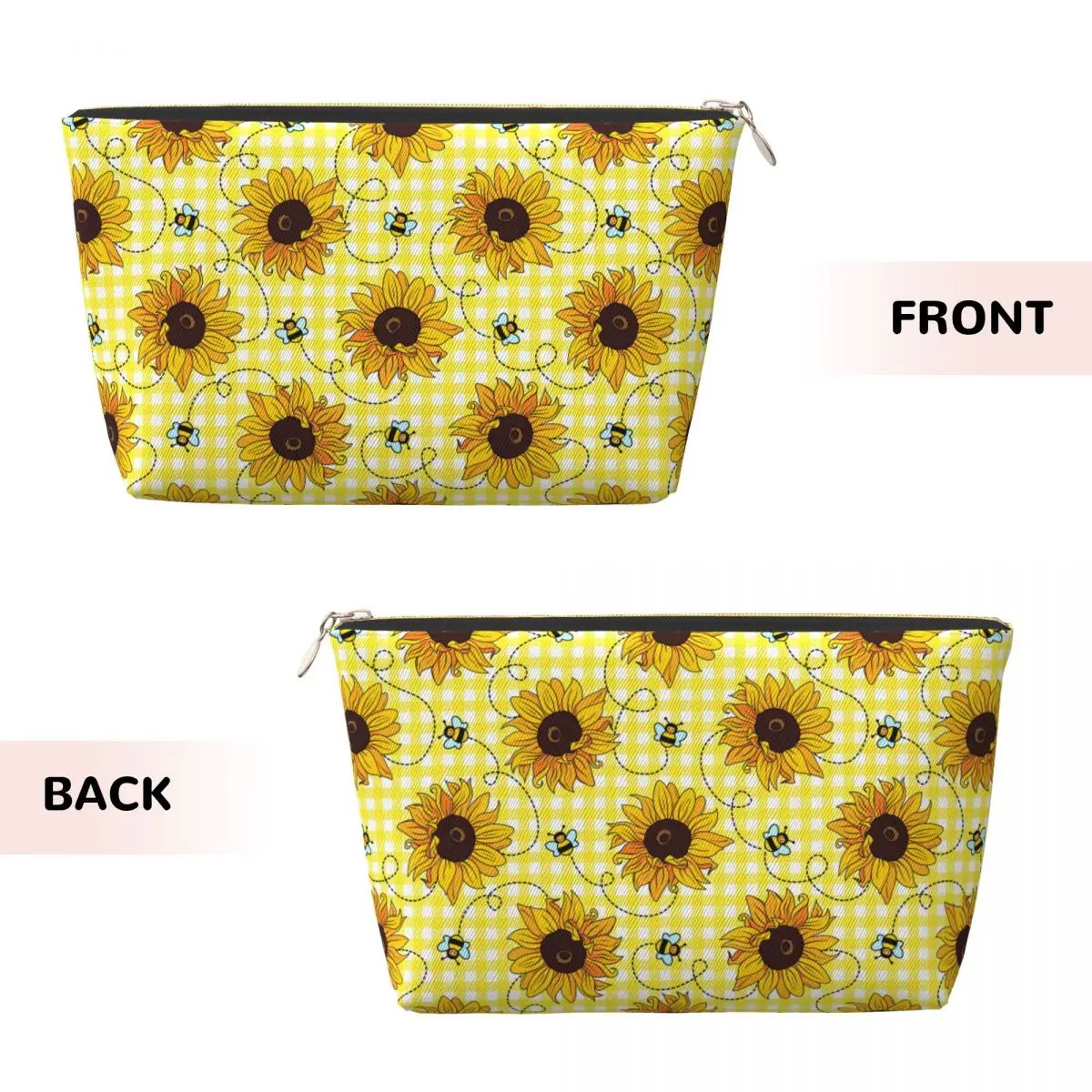 Custom Travel Cute Bees And Sunflowers Toiletry Bag Fashion Cosmetic Makeup Organizer for Women Beauty Storage Dopp Kit Case