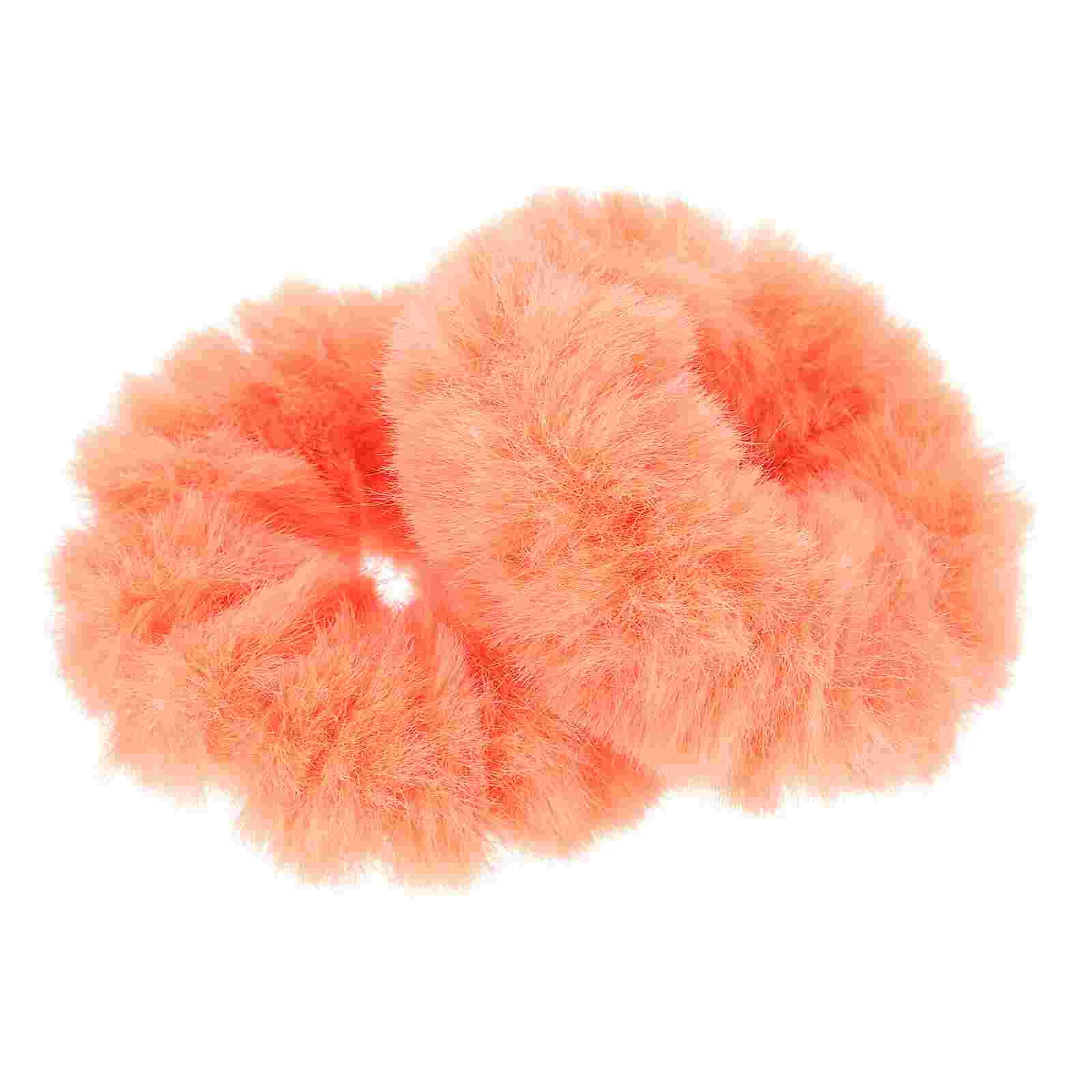 

2 Pcs Hairpin Plush Headband Girl Pink Clips Barrettes Elastic Cord Fuzzy Faux Fur Scrunchy