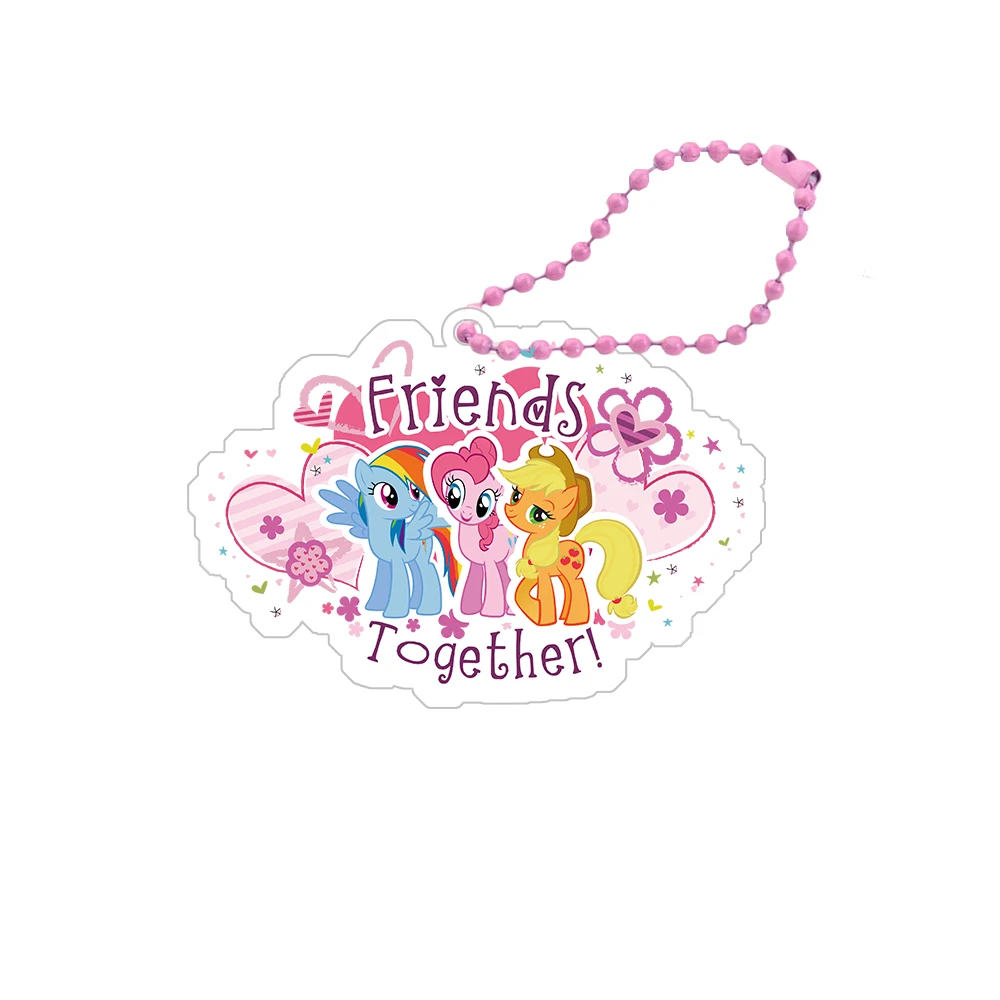 Anime Cartoon My Little Pony Twilight Sparkle Pinkie Pie Rainbow Dash Rarity Acrylic Pendant Keychain Decoration Gift