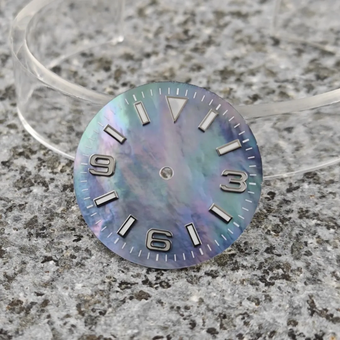 Циферблат часов 28,5 мм с натуральной поверхностью корпуса BGW9, светящиеся модифицированные аксессуары для часов ледяного синего цвета для механизма NH35