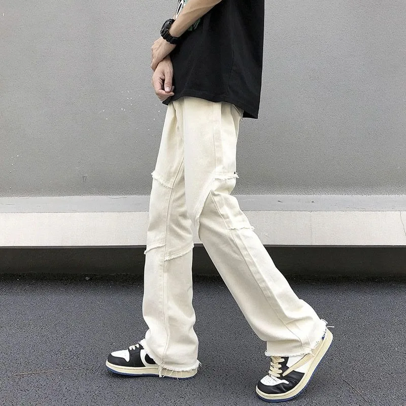 High Street Washed Jeans Men's Slim-fit, Straight-leg Slightly Flared Pants