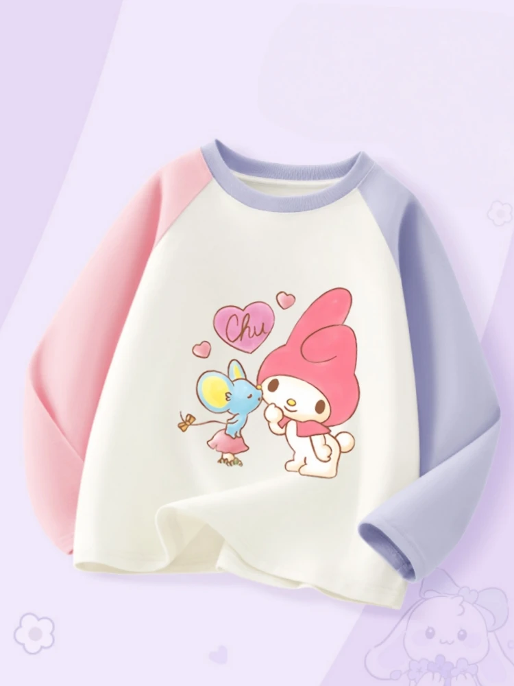 Sanrio otoño niñas 100% ropa de algodón chico My Melody jersey estampado niños niña Patchwork camisetas de manga larga Top