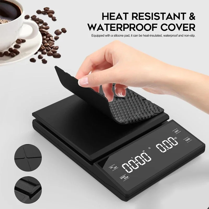 3kg/0.01g Precision Kitchen Scale with Timer-Digital Food Scale for Baking, Cooking&Coffee Brewing (LCD Display, Home Chef Tool)