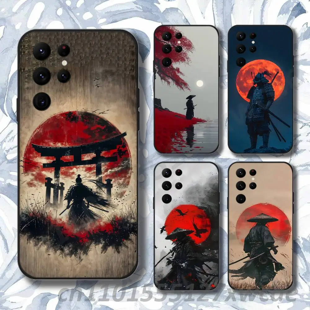 Samurai Japan Ghost Art Phone Case For Samsung S10,S21,FE,S21 ,S26,S25,S24,S23,Ultra,S9,S22,Plus Black Shockproof TPU