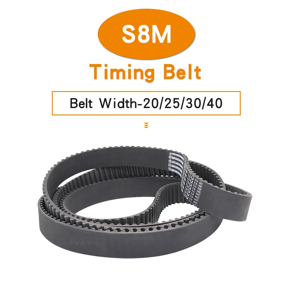 Timing Belt S8M-2832/2848/2880/2904/2992/3048/3200/3272/3280/3304 Teeth Pitch 8 mm Rubber Transmission Belt Width 20/25/30/40 mm