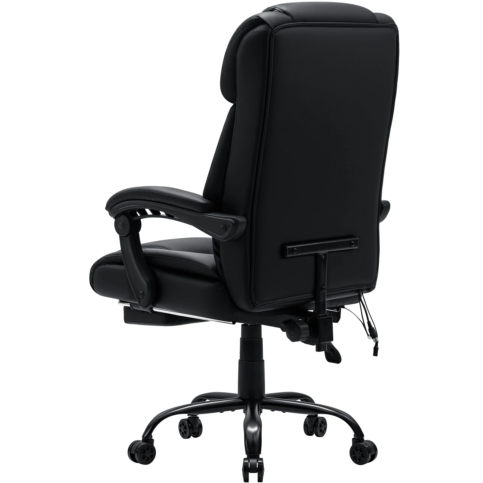 كرسي مكتب تدليك أسود مسند للقدمين حرارة 7 نقاط اهتزاز مريح كرسي مكتب تنفيذي مع مسند للقدمين مستلق للمكتب المنزلي #3