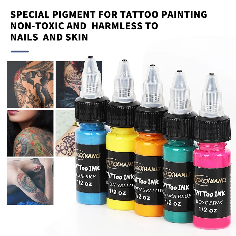 15 ml 14 kleuren Tattoo Inkt Pigment met doos Body Art Tattoo Kits Professionele Schoonheid Verf Make-Up Tattoo Supplies semi-permanente