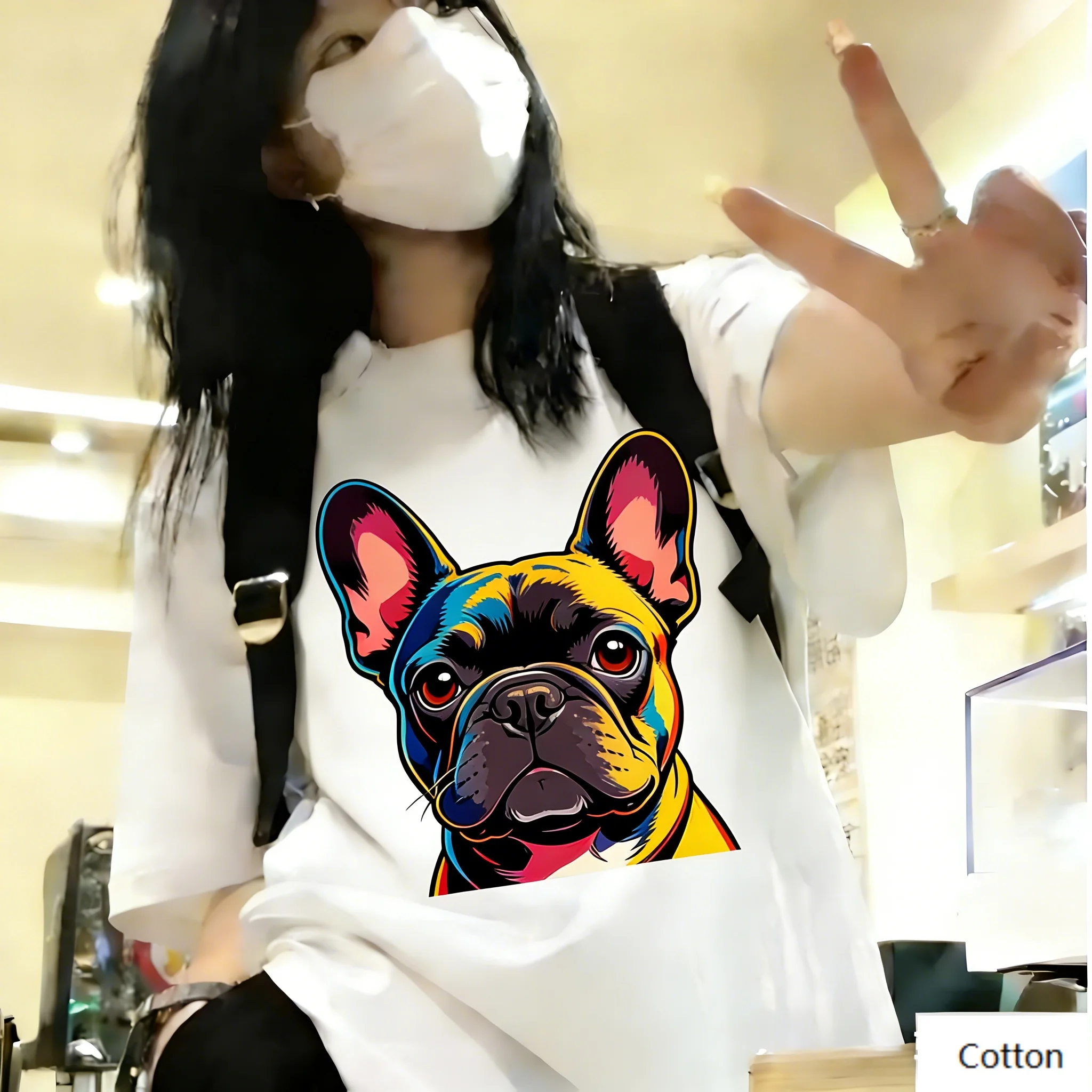 Cute Trendy Unisex Cotton T-Shirt Featuring Colorful Gradient Schnauzer Design, Adorable Pet Print Top Perfect for Dog Lovers