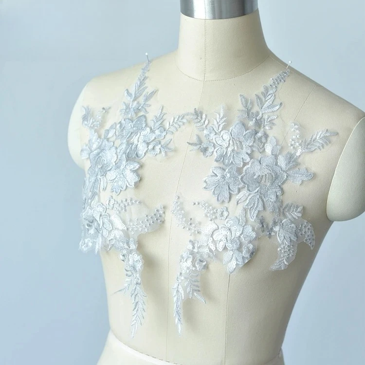 5 Pairs New Fashionable Multi-color Embroidery Lace Flower Stickers, Handmade DIY Wedding Dress Accessories Patches