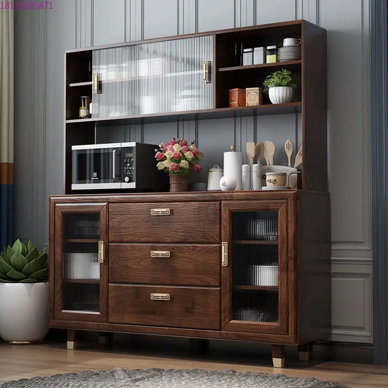 

Обеденный боковой шкаф из цельного дерева, двухдверный шкафчик из цельного дерева, новый китайский бытовой шкафчик у стены