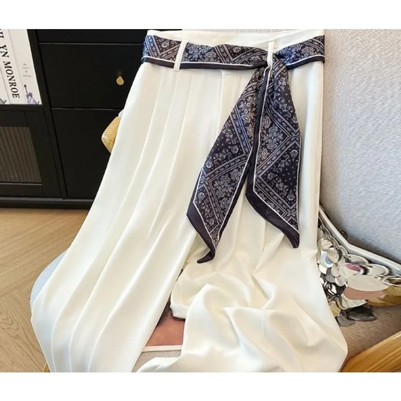 Nowe spodnie z wysokim stanem, prostymi nogawkami i szerokimi nogawkami, efekt obniżonych kropli, odpowiednie zarówno dla kobiet, jak i mężczyzn, modne i codzienne, styl letni.